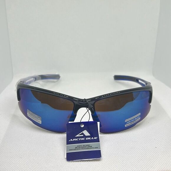 Arctic Blue Mirrored Semi Rimless Sunglasses - Picture 3 of 3
